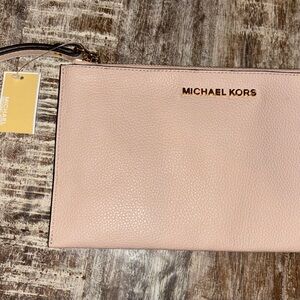 Michael Kors Pink Leather Jet Set Wristlet